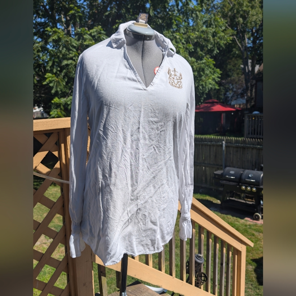 White Long Sleeve Women's Sleep Shirt